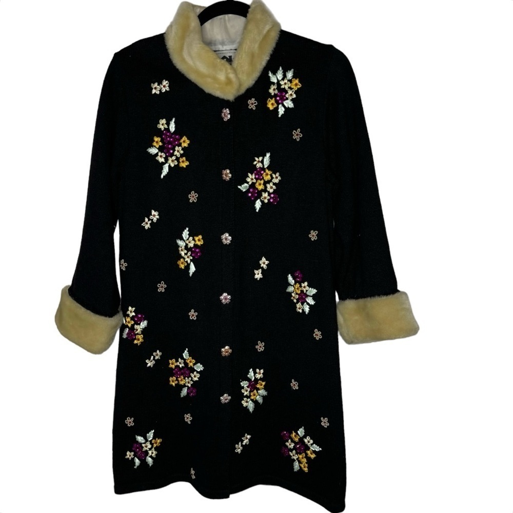 Storybook Knits Vintage Cardigan Sweater Wild Bouquet Medium
